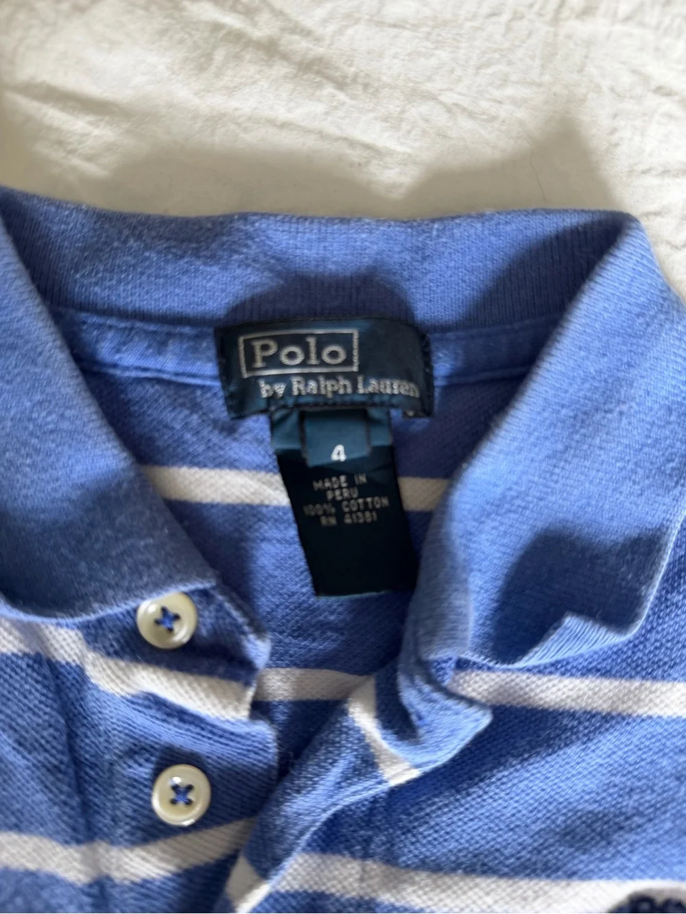 Ralph Lauren Boys Blue and White Striped Polo Shirt